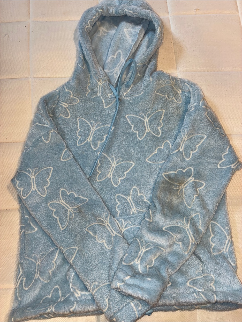 Blue Fuzzy Butterfly Hoodie